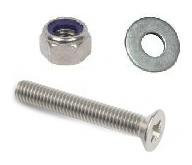 4mm Countersunk Bolt, Nut & Washer (4 Pack) M4 X 20mm (Including Head) A2 Stainless Steel Posi Csk Head Bolts / Machine Setscrews (Fully Threaded), Nyloc Nuts & Flat Washers Free UK Delivery