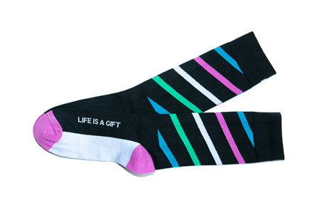 Life is a Gift mens motivational socks by Posie Turner.