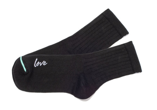 Love Ribbed Anklet Socks - Black