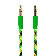 Gecko AUX 3.5 to 3.5 Cable Braided Fabric 1m Green/YLW - GG100088