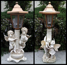 Little Angel Boy Garden Statue with Solar Powered Lighted Lantern 