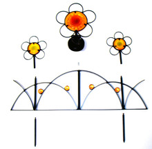 Elegant Solar Powered Iron Flower Fence Light Amber LED
