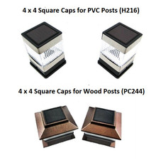 2-Pk 4 x 4 Solar Deck Fence Mount Post Caps