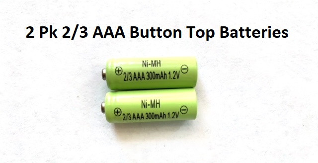 2-Pk Rechargeable 2/3 AAA 300 mAh 1.2V Ni-MH Button Top Batteries -  Products 4 Less