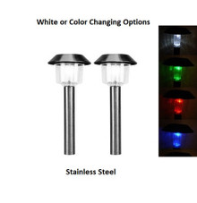 2-Pack Stainless Steel Hut Solar Lights