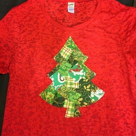 Red & Green Christmas Tree Women's Burnout