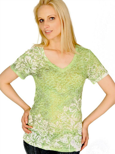 Lime Hibiscus Short-Sleeved Burnout