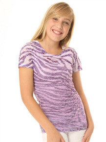 Purple Zebra Short-Sleeved Tween Burnout