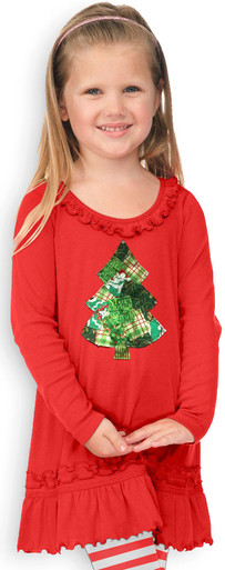 Red & Green Patchwork Christmas Tree Dress