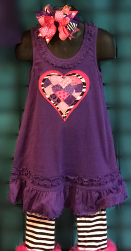 Zebra & Pink Heart on a Purple Dress