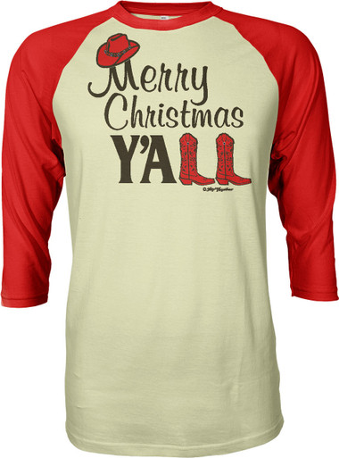 Merry Christmas Y'All Southern Women's 3/4-Sleeve Raglan