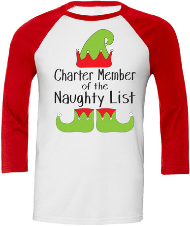Womens Charter Member of the Naughty List Raglan