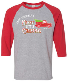 Have Yourself a Merry Little Christmas Vintage Red Truck Raglan for Men or Women