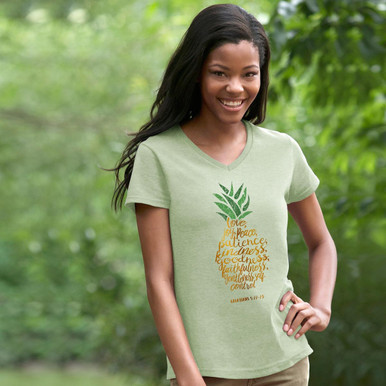Pineapple Love Joy Peace Grace & Truth Women's V-Neck