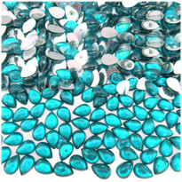 Rhinestones, Flatback, Teardrop, 4x6mm, 288-pc, Aqua Blue