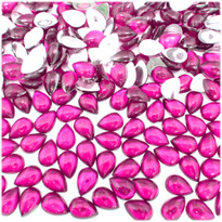 Rhinestones, Flatback, Teardrop, 5x8mm, 144-pc, Hot Pink