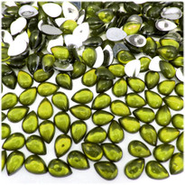 Rhinestones, Flatback, Teardrop, 5x8mm, 144-pc, Olive Green