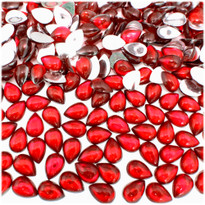 Rhinestones, Flatback, Teardrop, 5x8mm, 144-pc, Ruby Red