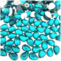 Rhinestones, Flatback, Teardrop, 6x10mm, 144-pc, Aqua Blue