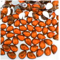 Rhinestones, Flatback, Teardrop, 6x10mm, 1,000-pc, Orange