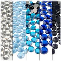 5-Pack Set (5X - 144-Piece), 8mm Rhinestones, Blue Tones