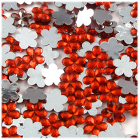 Rhinestones, Flatback, Flower, 15mm, 144-pc, Ruby Red