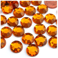 Rhinestones, Flatback, Round, 14mm, 1,000-pc, Orange