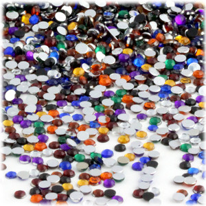 Rhinestones, Flatback, Round, 4mm, 288-pc, Jewel Tone Assortment