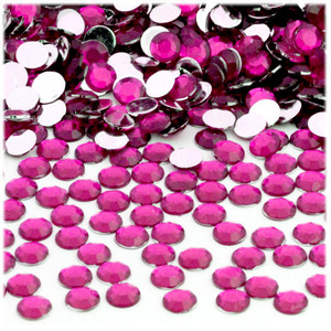 Rhinestones, Flatback, Round, 7mm, 1,000-pc, Fuchsia