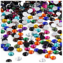 Rhinestones, Flatback, Round, 7mm, 144-pc, Jewel Tone Assortment