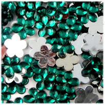 Rhinestones, Flatback, Flower, 20mm, 144-pc, Emerald Green