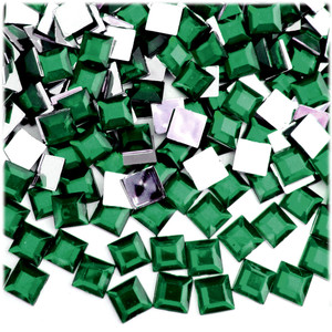 Rhinestones, Flatback, Square, 8mm, 144-pc, Emerald Green