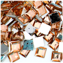 Rhinestones, Flatback, Square, 12mm, 1,000-pc, Light Orange