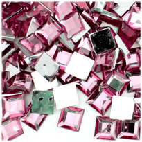 Rhinestones, Flatback, Square, 12mm, 144-pc, Light Baby Pink