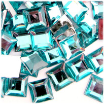 Rhinestones, Flatback, Square, 14mm, 144-pc, Aqua Blue