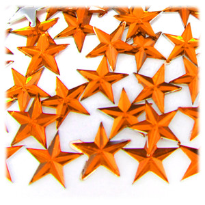 Rhinestones, Flatback, Star, 14mm, 1,000-pc, Orange