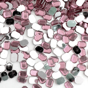 Rhinestones, Flatback, Rectangle, 8x10mm, 1,000-pc, Light Baby Pink