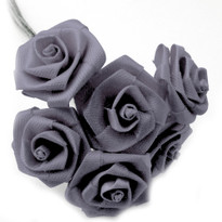 Artificial Flowers, Ribbon Roses, 1.0-inch, Gray, 1 bundle