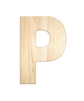 Unfinished Wood, 12-in, 2-in Thick, Letter, Letter P