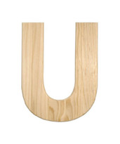 Unfinished Wood, 12-in, 2-in Thick, Letter, Letter U