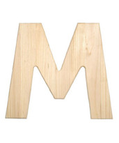 Unfinished Wood, 12-in, 2-in Thick, Letter, Letter M