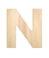 Unfinished Wood, 12-in, 2-in Thick, Letter, Letter N