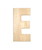 Unfinished Wood, 12-in, 2-in Thick, Letter, Letter E