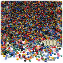 Half Dome Pearl, Plastic beads, 2mm, 10,000-pc, Jewel Tone Mix