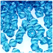 Bicone Beads, Transparent, Faceted, 10mm, 100-pc, Aqua