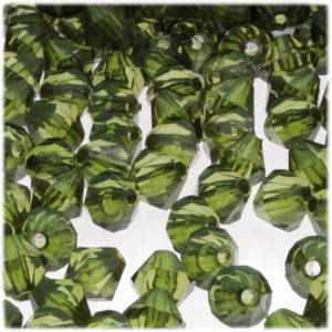 Plastic Bicone Beads, Transparent, 12mm, 1,000-pc, Olive Green