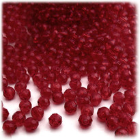 Plastic Faceted Beads, Transparent, 4mm, 1,000-pc, Raspberry Red