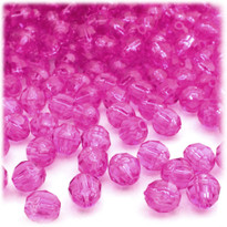 Plastic Faceted Beads, Transparent, 8mm, 200-pc, Hot Pink