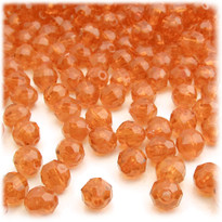 Plastic Faceted Beads, Transparent, 8mm, 200-pc, Orange