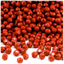 Plastic Faceted Beads, Opaque, 4mm, 200-pc, Dark Orange